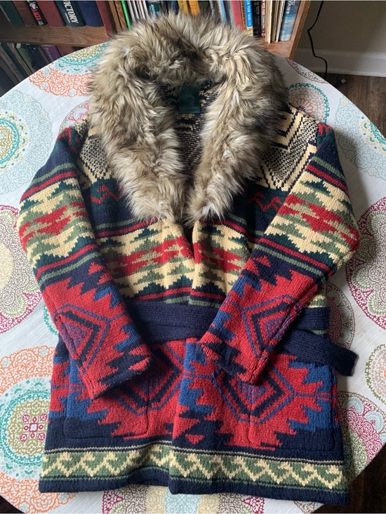 Lauren Ralph Lauren Jackets & Blazers - Vintage Ralph Lauren Southwestern Alpaca Blend Duster Cardigan w/Faux Fur  XL